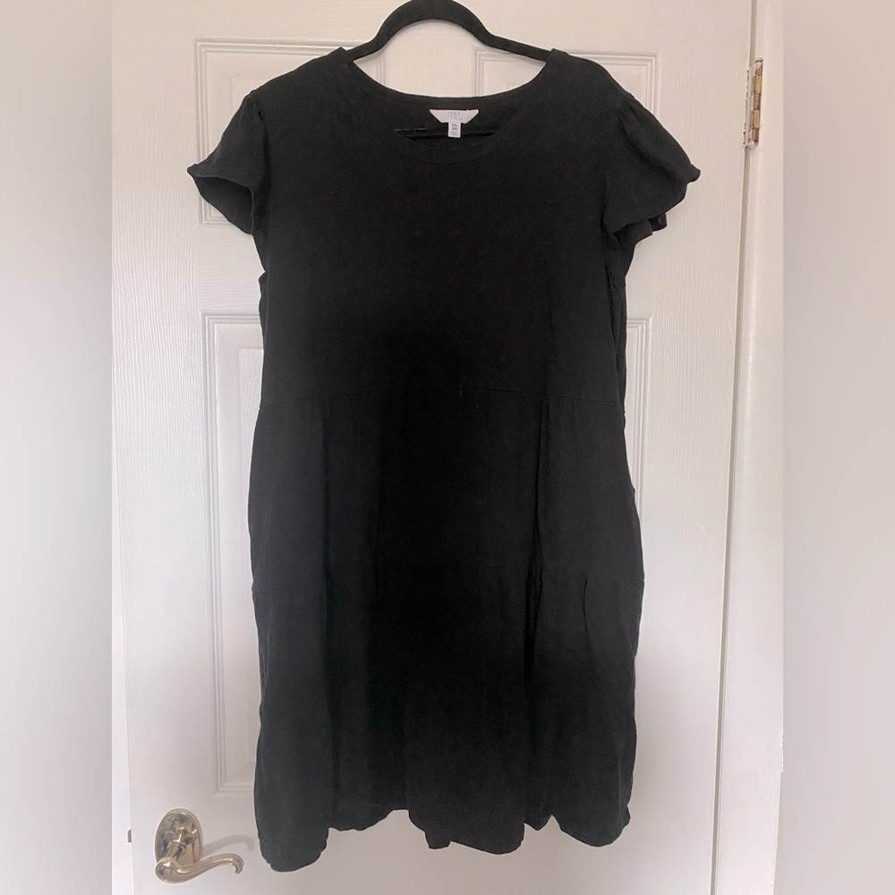 Casual Black Short Sleeve Dress